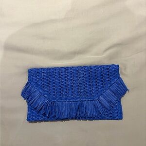 Blue Fringe Clutch Bag